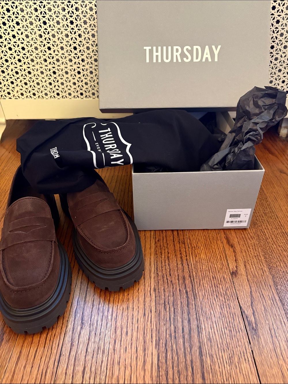 Women’s Brown Suede Lug-Sole Penny Loafers